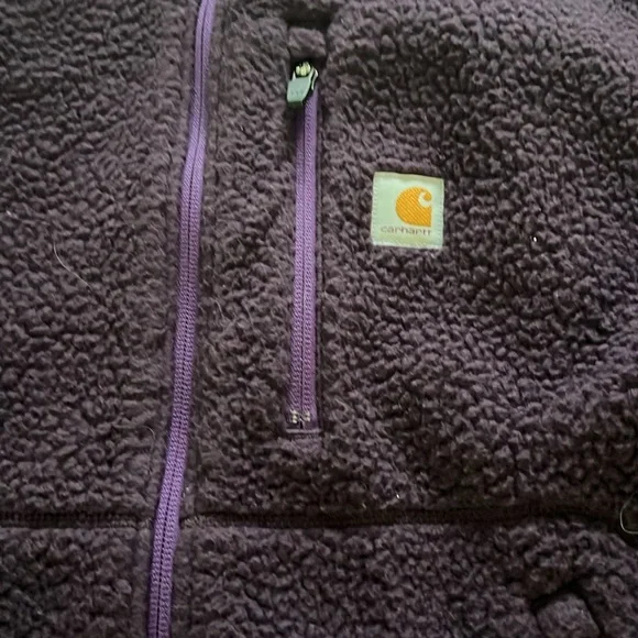 CARHARTT Deep Purple Plum Zip Up JACKET Coat Fleece MEDIUM - Picture 3 of 6